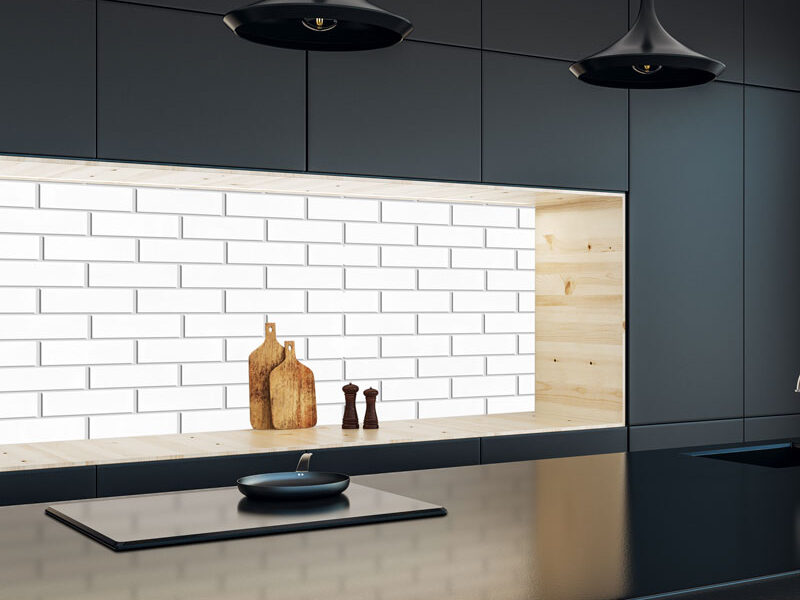 Spritzschutz – White Brick Tile Wall