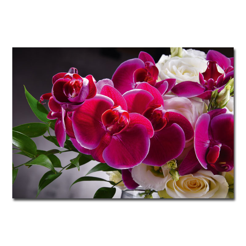 Wandbild Blumen und Pflanzen Bouquet von Orchideen und Rosen 00010-a